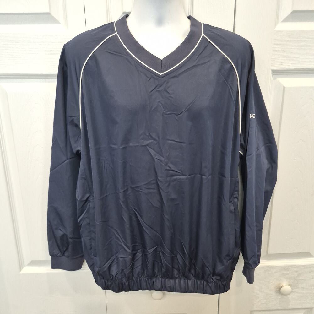 FootJoy FJ Jacket Mens M Navy Golf V-Neck Windbreaker Long Sleeve Pockets Resort